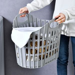 1pc 접이식 세탁 바구니, 대용량 및 휴대용, 내구성 있는 직물, 공간 절약형, 접이식 바구니, 욕실 정리함
