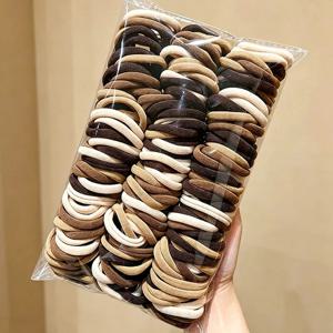 50/100pcs 여성을위한 탄성 헤어 밴드 솔리드 컬러 헤어 타이 소녀 포니 테일 홀더 고무 밴드 Scrunchies 여성 헤어 액세서리
