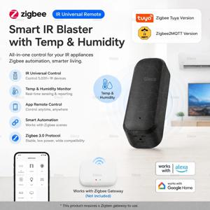 Zigbee IR 원격 제어 무선 범용 적외선 블래스터 온도 습도 센서 Zigbee2mqtt TUYA 스마트 라이프 자동화