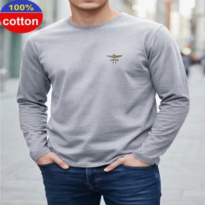100% 순면 남성용 긴팔 라운드넥 루즈핏 LKTH 레터 패턴 프린트 캐주얼 다용도 티셔츠 상의