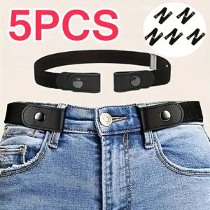 5/1PCS Traceless Invisible Elastic Belt 여성용 벨트 청바지 바지 남성용 탄성 벨트 버클 프리 조절 가능 보이지 않는 벨트