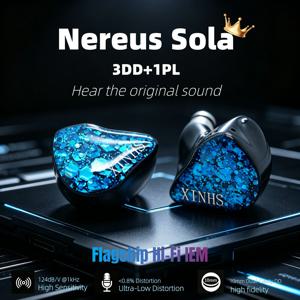 XINHS Nereus Sola HiFi IEM 멀티 유닛 다이나믹 그래핀 LCP 다이어프램 3.5mm 2핀 저왜곡 IEM 게임 애호가에게 적합