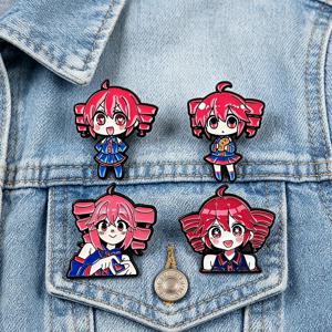 4개/세트 애니메이션 카사네 테토 에나멜 핀 만화 핑크 머리띠 배지 브로치 백팩 가방 칼라 라펠 장식 쥬얼리 팬 선물