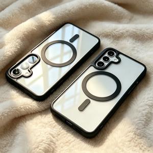 삼성 갤럭시 S26 울트라 S25 엣지 S24 S23 FE S22 플러스용 Magsafe 무선 충전 케이스 패션 디자인 투명 아크릴 백 커버