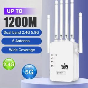 1200Mbps 듀얼 밴드 WiFi 리피터 2.4G 5G WiFi 확장기 신호 증폭기 무선 증폭 라우터 (가정 및 사무실용)