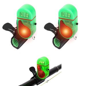 1/2개 LED 조명 낚시 입질 알람, 낚싯대 클립형 전자식 입질 알람 소리, LED 조명 포함 입질 경보 벨