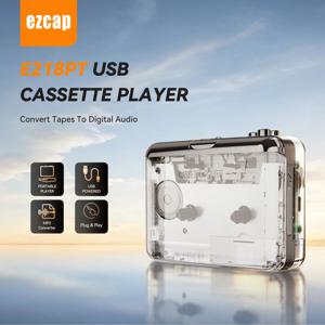 카세트 플레이어 테이프를 MP3로 변환하는 휴대용 워크맨 라디오 USB 캡처 레코더 자동 역방향 오디오 플레이어 Ezcap218PT