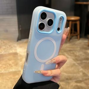 패션 무광 캔디 컬러 2 IN 1 아이폰 17Air 17 16 15 14 13 12 11 Pro Max Plus용 케이스 (MagSafe 무선 충전 커버)
