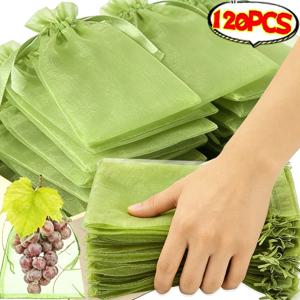 10/120x Organza 과일 보호 가방 정원 식물 그물망 가방 새로부터 보호하는 포도망 주머니 포장 보석 장식 주머니