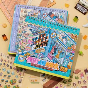 귀여운 3D 미니어처 여름 테마 스태킹 씬 스티커북 (저널 스크랩북킹, 스트레스 해소, DIY, 축제 선물용)