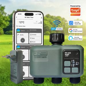Tuya Wifi+RF433 3구 워터 타이머 정원용 물 타이머 비 감지 지연 필터 프로그래머블 자동 관수 컨트롤러