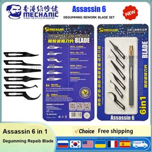 메카닉 뉴 어세신6 6in1 접착제 제거 리워크 블레이드 & 핸들 (CPU IC 접착제 제거, 칩 레이어링, 휴대폰 메인보드 수리 도구)