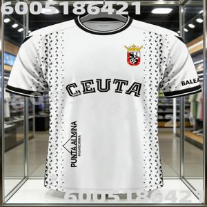 축구 유니폼 AD Ceuta 25-26 3D 프린트 성인 아동 애슬레저 티셔츠 가족 여름 속건성 부드럽고 편안한 경량 티셔츠