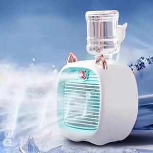 휴대용 미니 에어컨 팬, 전기팬, 사무실 책상 분무기, 1200mah, 3단 속도 에어컨 수냉식 팬, USB