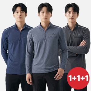 [옥의티][3장] 이지바이 남성 파워모드 멜란지 긴팔 집업 티셔츠(M7WOST23)