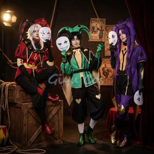 프리크 서커스 할리퀸 피에로 조커 코스프레 의상 풀세트 카니발 유니폼 할로윈 파티 마스커레이드 여성 게임