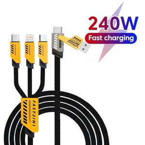 240W 멀티 충전 케이블 1.2m 3 in 2 포트 고속 충전 코드 호환 타입-C 마이크로 USB 휴대폰