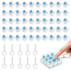 3D 프린트용 50PCS 키보드 클리커, 선명한 클릭 소리, 방진 기능, 3핀 블루 기계식 키보드 스위치, 3D 프린트된 클리커 피젯용