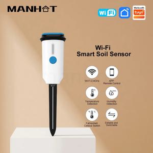 MANHOT WiFi 스마트 토양 센서 토양 수분/온도 모니터 앱 원격 제어 실내외 식물용 맞춤형 알림