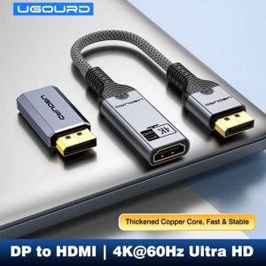 UGOURD DisplayPort DP-HDMI 어댑터 남성-여성 4K 60Hz 30Hz 2K 144Hz UHD 오디오 동기화 플러그 앤 플레이 노트북 게임용 모니터용