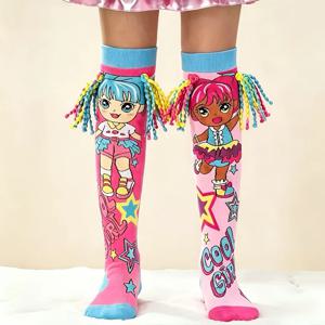 여아용 긴 무릎 높이 양말 재미있는 3D 디자인 참신하고 생생한 색상 비열선성 일반 두께 아동용 스타킹