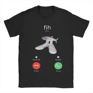 Fih Meme Fish Calling Shirt Misspelled Fih Is Calling 크루넥 여성 티셔츠 통기성 하라주쿠 반팔 캐주얼 미적 티셔츠