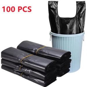 100PCS 검정색 두꺼운 플라스틱 조끼 가방 - 테이크 아웃 주방 쓰레기 보관 포장 보관 가방용 슈퍼마켓 쇼핑백