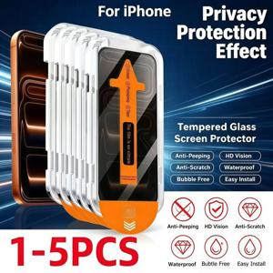 iPhone 17Air 17 16 15 14 13 12 11ProMax Mini Plus XR XS에 적합한 간단한 설치가 가능한 간접광 방지 강화 필름 1-5개
