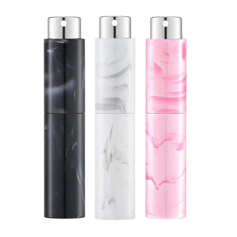 대리석 무늬 회전식 10ML 향수 스프레이 병 세트, 리필 가능한 미니 여행용 공병, 남녀 공용 휴대용 스프레이 병