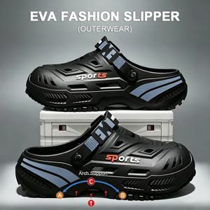 남성용 테크웨어 EVA 플랫폼 클로그 아치 서포트 냄새 방지 미끄럼 방지 아웃도어 하이킹 케이브 슈즈 여름 스포티 컬러 블록 홀 슈즈