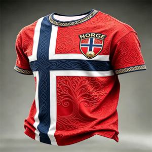 2026 에디션 노르웨이 축구 트레이닝 티셔츠-3D 디지털 프린팅 - 편안하고 통기성 좋음 - 가족 맞춤 의류