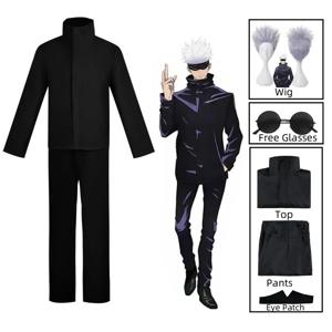 Jujutsu Kaisen Gojo Satoru 코스프레 의상 아이 패치 가발 안경 정장 남성용 할로윈 의상