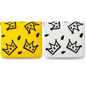 1개 골프 말렛 퍼터 커버(PU 쉘 및 부드러운 안감 포함) - 치즈 크라운 패턴 및 자수, 대부분의 브랜드에 적합