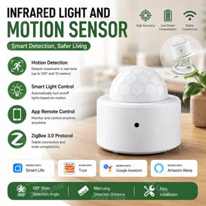 Zigbee3.0 미니 PIR 인간 모션 센서 무선 적외선 신체 감지기 스마트 라이프 APP 보안 알람 알림 Alexa Google 홈