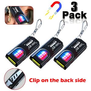 휴대용 키체인 LED COB 손전등 펜 클립이 있는 USB 충전식 토치 자석이 있는 강력한 미니 야외 작업용 랜턴