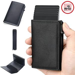 RFID 차단 알루미늄 팝업 카드 홀더 다기능 디자이너 은행 및 신분증 카드 지갑 남녀 패션 비즈니스 지갑