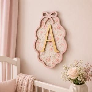 1Pc 사용자 정의 크리 에이 티브 꽃 단일 문자 나무 이름 플라크, 홈 룸 사무실 벽 문 장식, DIY 페인트 가능, 생일 결혼 선물