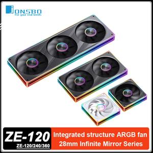 JONSBO ZE-120/240/360 케이스 팬 5V 3PIN ARGB 결합형 구조 냉각 배기 팬 4면 천층 미러 냉각 팬