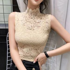 여성 스트레치 터틀넥 페탈 셔츠&블라우스 꽃무늬 레이스 티셔츠 여성용 탑 패션 빈티지 플로럴 베이직 올매치 의류