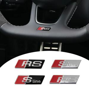 3D 알루미늄 SLINE RS 배지 자동차 스티어링 휠 스티커 자동차 엠블럼 밸브 캡 (아우디 Sline RS5 S3 A3 B8 B6 A5 A6 Q5 RS Q6 TT C4 용)