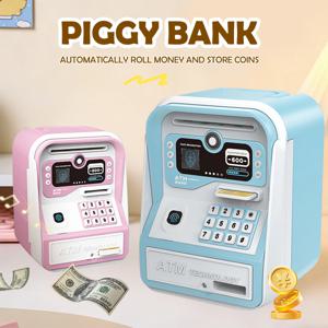 전기식 ATM 저금통, 자동 입금 비밀번호 잠금 해제 스와이프 카드 저금 상자, 음악 기능 포함 어린이 선물