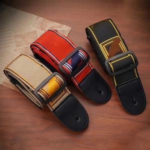 1pc 자수 기타 스트랩 가죽 어쿠스틱 일렉트릭 기타 확장 스트랩 포크 클래식 목재 기타 숄더 벨트