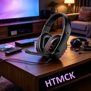 3.5mm 헤드폰 유선 게이밍 헤드셋 이어폰 PS4 플레이스테이션 4 게임 PC 채팅 헤드셋 (마이크 포함)