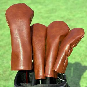 드라이버, 페어웨이 및 하이브리드 클럽용 1PC/4PCS 골프 헤드 커버, 브라운 블랭크 미니멀리스트 디자인, 프리미엄 보호 커버