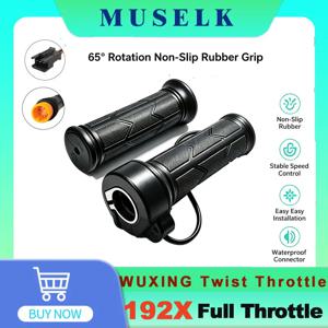 WUXING 192X 풀 스로틀 우측 핸들 스로틀 트위스트 그립 65도 회전 스로틀 핸들 미끄럼 방지 고무 전기 자전거
