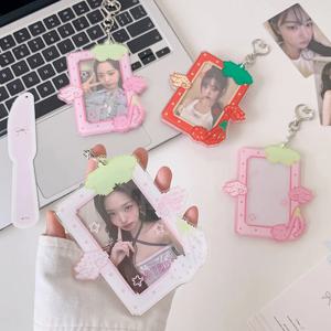 3인치 아크릴 과일 날개 K팝 포토카드 홀더 사진 카드 홀더 가방 펜던트 학용품
