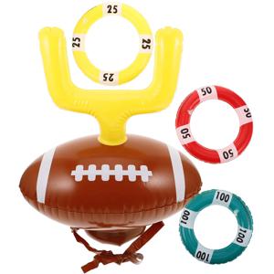 1세트, 공기로 부풀리는 축구 링 던지기 게임 세트, 내구성이 뛰어난 PVC 재질, 축구 모자 던지기 게임, 생일 파티, 피크닉, 학교 행사 등에 적합, 공기로 부풀리는 축구공 포함