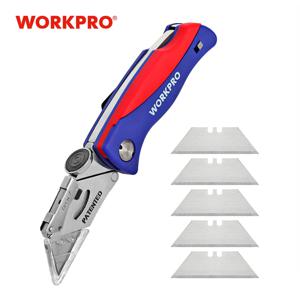WORKPRO 접이식 칼 파이프 커터 전기 기술자 케이블 커터 안전 칼 보안 도구 플라스틱 손잡이 칼 5개 블레이드 포함