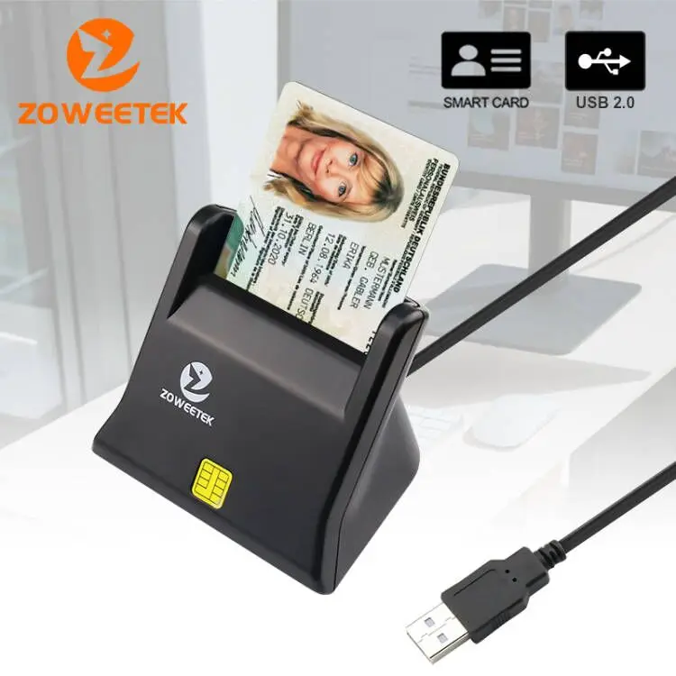 IC DNIE DNI EMV CAC 은행 칩 스마트 카드용 Zoweetek USB ID 스마트 카드 리더기