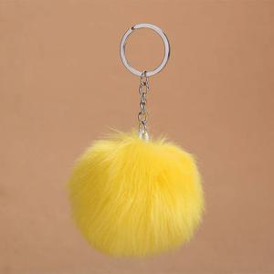 2019 새로운 8CM 푹신한 토끼 모피 공 열쇠 고리 귀여운 크림 블랙 pompom 인공 토끼 모피 키 체인 여성 자동차 가방 열쇠 고리